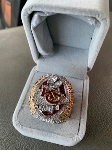lot 39 image: Replica Patrick Mahomes #15 Kansas City Chiefs SUPER BOWL RING
