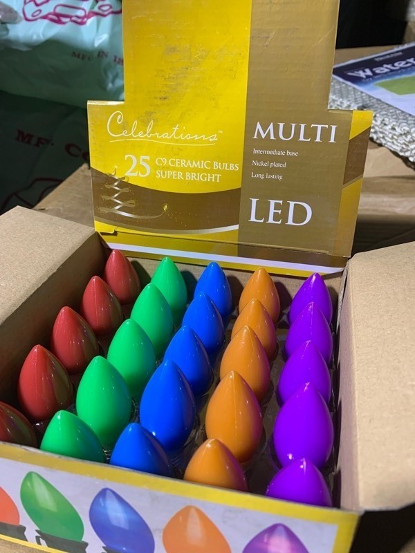 lot 392 image: New Box of 25 Celebrations Holiday Multi-Color LED Edison Super Bright Bulbs