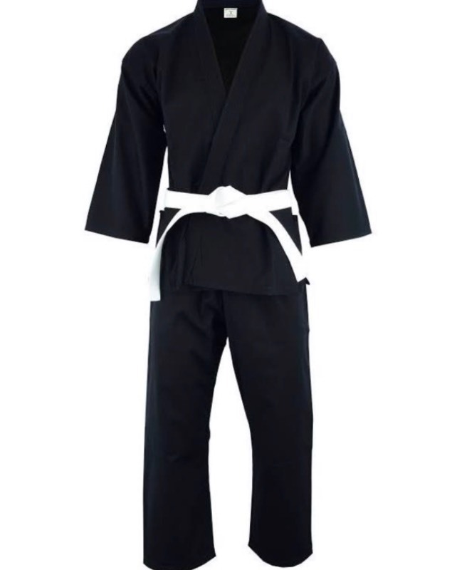 lot 61 image: NIP KD Elite Black Student Karate Uniform 6.5 oz Size 2160 wBelt