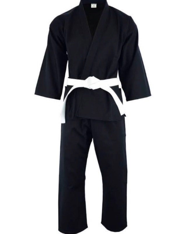 lot 62 image: NIP KD Elite Black Student Karate Uniform 6.5 oz Size 2160 wBelt