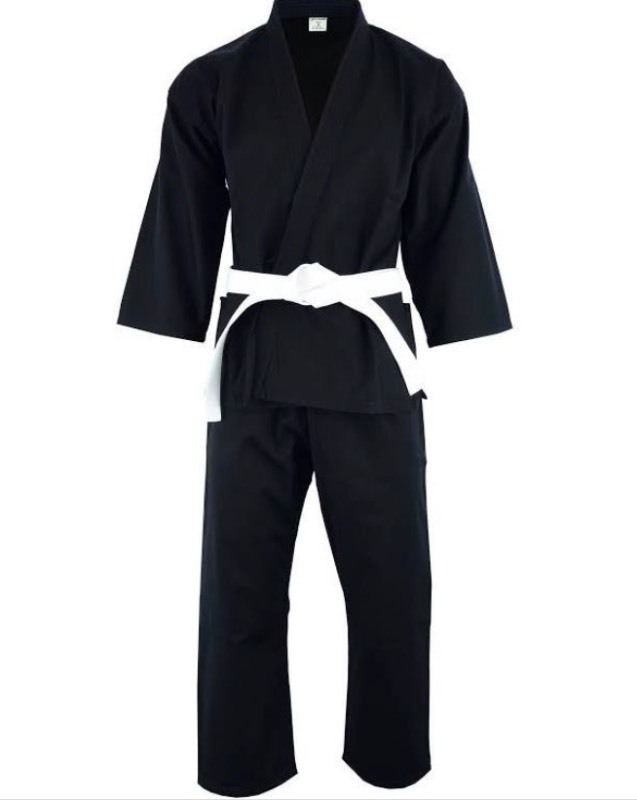 lot 63 image: NIP KD Elite Black Student Karate Uniform 6.5 oz Size 2160 wBelt