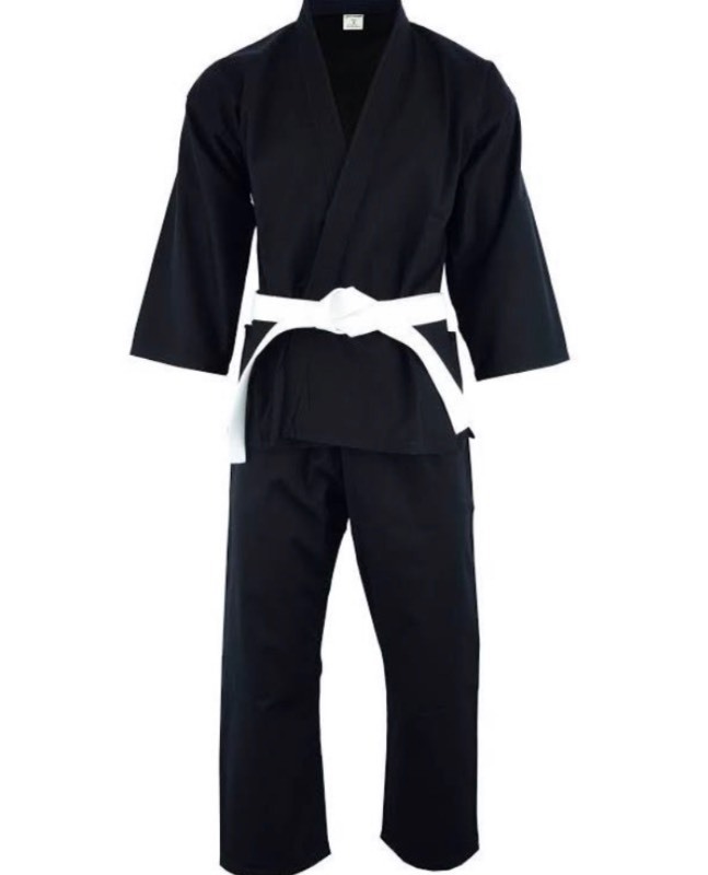 lot 64 image: NIP KD Elite Black Student Karate Uniform 6.5 oz Size 2160 wBelt