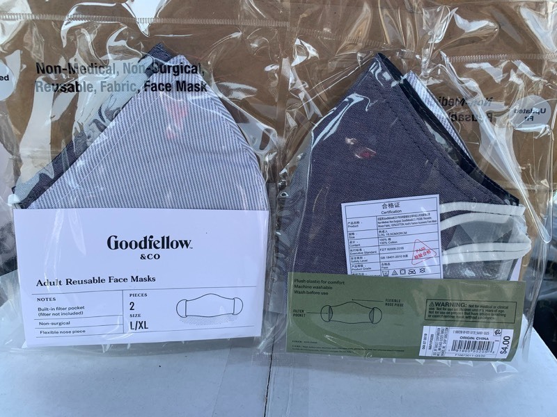 lot 76 image: 23 Packs of 2 per Pack Goodfellow & Co. Adult Reusable Face Masks size LXL. Targets Brand