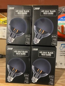 lot 1026 image: 4 New LED Half Black Deco Globe Light Bulbs