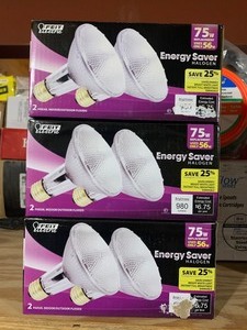lot 1018 image: New 3 Box Lot of Energy Saver Outdoor Halogen Light Bulbs.
