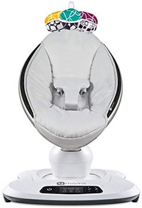 lot 106 image: mamaRoo 4 Baby Swing, Bluetooth Baby Rocker with 5 Unique Motions, Smooth, Nylon Fabric, Grey Classic, 33x19.5x25.5 Inch (Pack of 1) Retails $250 Rare Factory Sealed