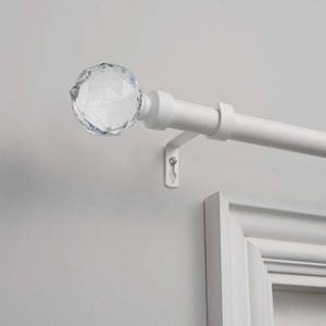 lot 5666 image: 36-72 Crystal Ball Adjustable Curtain Rod and Coordinating Finial Set Matte White - Exclusive Home
