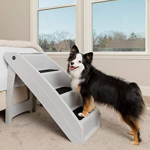 lot 5681 image: PetSafe CozyUp Folding Pet Steps - Pet Stairs for IndoorOutdoor at Home or Travel - Dog Steps for High Beds - Built-in Safety Features Includes Siderails, Non-Slip Pads - Durable, Support 150-200 lbs