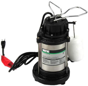 lot 5691 image: Wayne CDU1000 1 HP, Cast Iron and Stainless Steel Submersible Sump Pump wVertical Float Switch