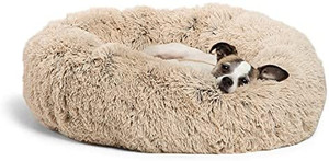 lot 5692 image: Best Friends by Sheri The Original Calming Donut Cat and Dog Bed in Shag or Lux Fur, Machine Washable, High Bolster, Multiple Sizes S-XL
