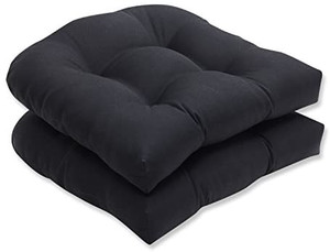 lot 5710 image: Pillow Perfect OutdoorIndoor Fresco Tufted Seat Cushions (Round Back), 19 x 19, Black, 2 Pack