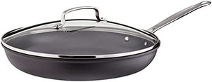 lot 5712 image: Cuisinart 622-30G Chefs Classic Nonstick Hard-Anodized 12-Inch Skillet with Glass Cover, Black