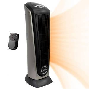 lot 5721 image: Lasko - Ceramic Tower Space Heater with Remote Control - BlackSilver