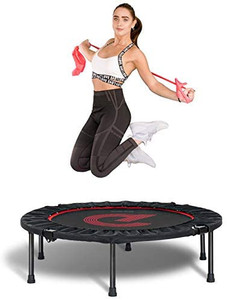 lot 5733 image: pelpo 384045 Folding Mini Trampoline, Fitness Rebounder with Safety Pad, Exercise Bounce for Adults IndoorOutdoor Workout Max Load 330lb