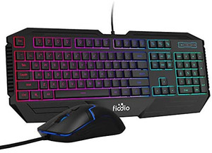 lot 5735 image: Fiodio Rainbow Wired Gaming Computer Keyboard and Mouse Combo, Ergonomic Keyboards with Wrist Rest, 104 Multimedia Keys, 1600 DPI Gamer Mouse for Windows PC and Desktop