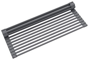 lot 5752 image: Kraus KRM-11DG Multipurpose Over Sink Roll-Up Dish Drying Rack, Dark Grey
