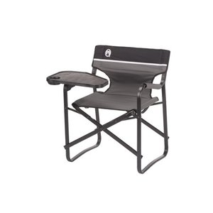 lot 6902 image: Coleman Aluminum Adult Deck Chair with Swivel Table, Gray