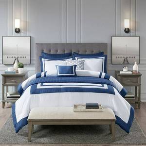 lot 6907 image: Lawrence KingCalifornia King 8pc Comforter and Coverlet Set Navy