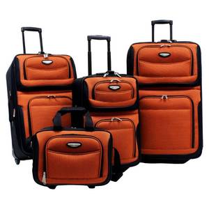 lot 6913 image: Travelers Choice Amsterdam 4pc Travel Luggage Set - Orange