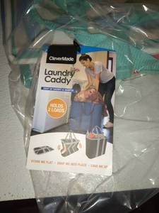 lot 6935 image: CleverMade Collapsible Laundry Tote, Large Foldable Clothes Hamper Bag, LaundryCaddy CarryAll XL Pop Up Storage Basket with Handles