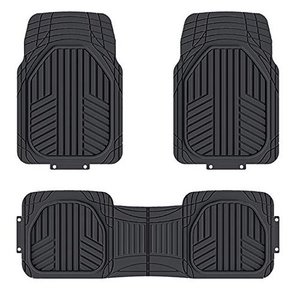 lot 6936 image: Basics 3-Piece All-Season Odorless Heavy Duty Rubber Floor Mat for Cars, SUVs and Trucks, Black