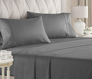lot 6983 image: Queen Size Sheet Set - 4 Piece - Hotel Luxury Bed Sheets - Extra Soft - Deep Pockets - Easy Fit - Breathable & Cooling Sheets