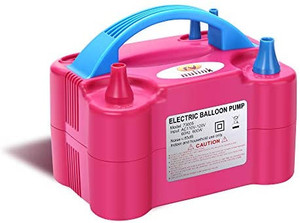 lot 6984 image: NuLink Electric Portable Dual Nozzle Balloon Blower Pump Inflation for Decoration, Party 110V120V, 600W, Rose Red