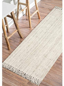 lot 6990 image: nuLOOM Hand Woven Chunky Natural Jute Farmhouse Runner Rug