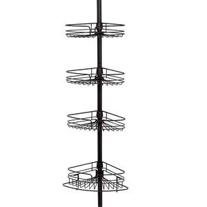 lot 10478 image: Zenna Home 4-Tier Satin Nickel Finish Tension Corner Pole Caddy, Brown