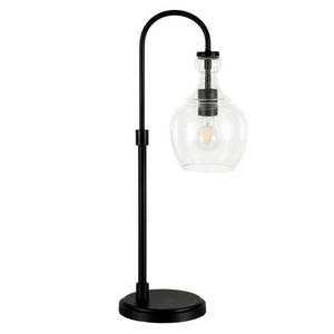 lot 10502 image: Meyer&Cross Verona 27 in. Blackened Bronze Arc Table Lamp with Seeded Glass Shade