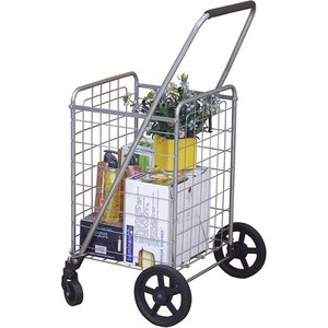 lot 10521 image: Wellmax WM99024S Grocery Utility Shopping Cart, Easily Collapsible and Portable to Save Space and Heavy Duty, Light Weight Trolley with Rolling Swivel Wheels