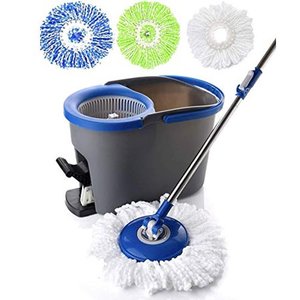 lot 20251 image: Simpli-Magic 79229 Spin Cleaning System Including 3 Mop Heads, Dark GreyBlue