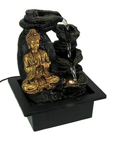 lot 20266 image: Fantasy Gifts Buddha Greeting and Teaching White LED Lighted Tabletop Fountain