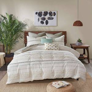 lot 20273 image: InkIvy Nea KingCalifornia King 3 Piece Cotton Printed Comforter Set with Trims Bedding