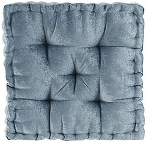 lot 21875 image: Azza Square Pouf with Smart Design, Tufted Chenille with Scalloped Edges, Hypoallergenic, Cushion for Bench or Chair Too