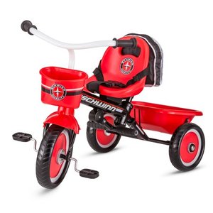 lot 21887 image: Schwinn Easy-Steer Tricycle with PushSteer Handle, ages 2 - 4, red & white, toddler bike