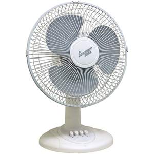 lot 22560 image: Comfort Zone 12 3-Speed Quiet Oscillating Table Fan with Adjustable Tilt, White