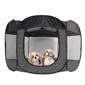 lot 22590 image: FurHaven Pet Playpen Mesh Open-Air Dog Playpen, Gray, Extra Large