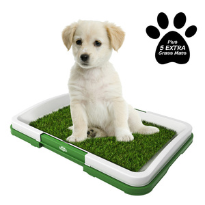 lot 22591 image: Petmaker 80-ST403-5XPADS Puppy Potty Trainer Artificial Grass Mat & Tray, White & Green