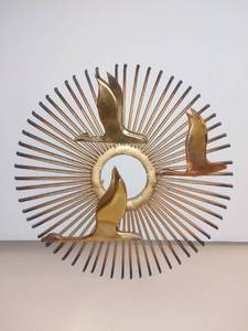 lot 1000 image: Mid Century C. Jere Style Sunburst With Geese Sculpture
