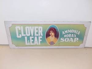 lot 3025 image: Vintage Clover Leaf Tin Sign