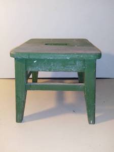 lot 3062 image: Rustic Green Wood Stool