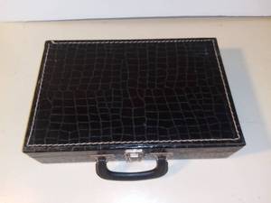 lot 3077 image: Vintage Faux Reptile Cassette Holder With Tapes