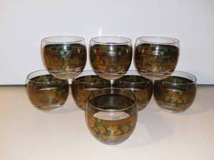 lot 3087 image: Set of 8 Mid Century Cera Roly Poly Glasses
