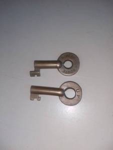 lot 3121 image: Pair of Antique Adlake Railroad Keys