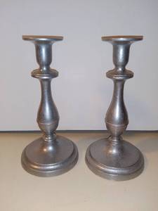 lot 3172 image: Pair of Wilton Pewter Candlesticks