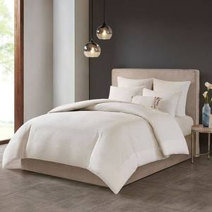 lot 9643 image: N Natori Hanae FullQueen Cotton Blend Yarn Dyed 3 Piece Comforter Set Bedding