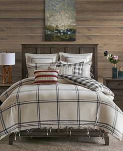 lot 9645 image: Madison Park Signature Willow Oak King 9 Piece Reversible Cotton Comforter Set Bedding