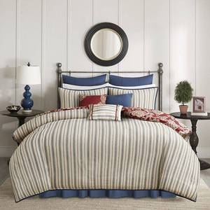 lot 9649 image: Madison Park Lucy Cotton Reversible 9-Pc. Queen Duvet Set Bedding