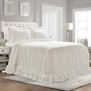 lot 9660 image: Lush Decor Ella Shabby Chic Ruffle Lace Polyester Bedspread, King, White, 3-Pc Set